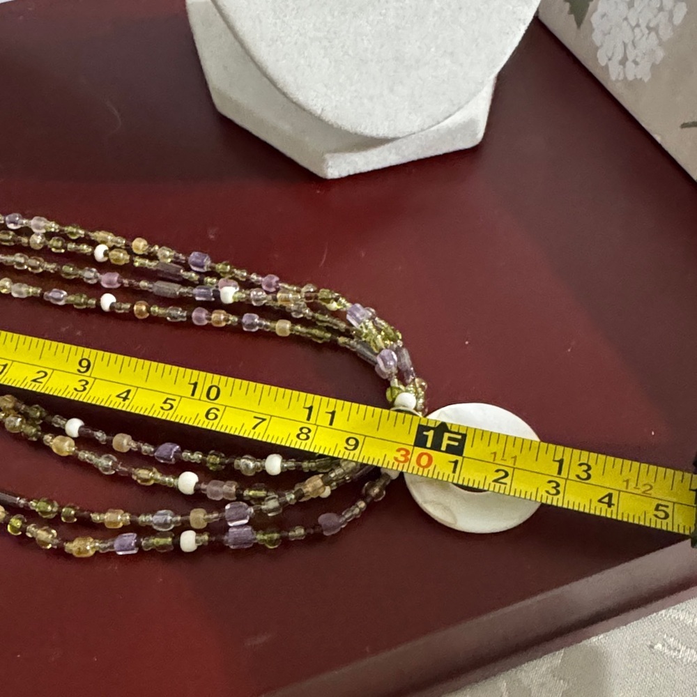 Multicolor Beaded Necklace With Shell Pendant 24 … - image 3